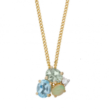 Opal, Blue Topaz, Green Amethyst Cluster Pendant